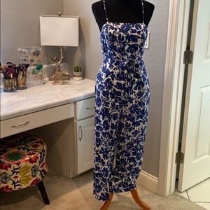 Blue Floral Cropped Jumpsuit